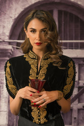 Maheen Khan - THE AMELIA BLOUSE - Black - Velvet Silk - 1 Piece